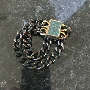 Double chain bracelet magnetic snakeskin closure